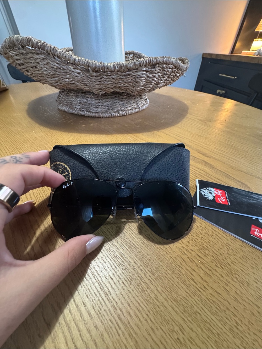Ray-Ban Black Aviator Sunglasses with Black Lenses
